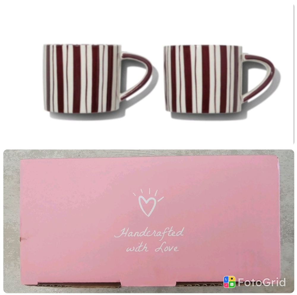 Noon And Moon Striped Ceramic Mugs